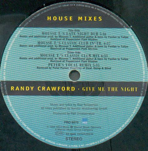 Randy Crawford Give Me The Night House Mixes Groove Attack Mixes
