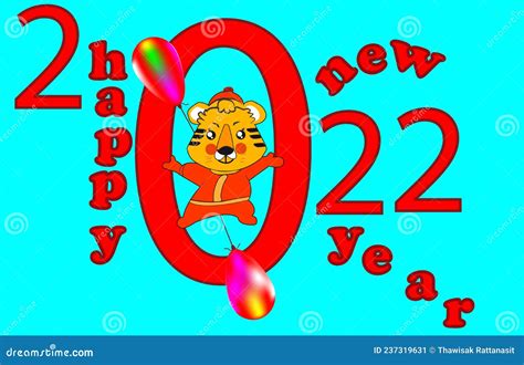 Gelukkig Nieuw Jaar 2022 Met Een Mooie Tijgercartoon Stock Illustratie