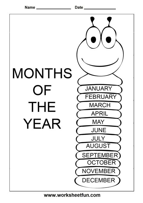 Days Of The Week Months Year Early Academics Worksheets Kindergarten