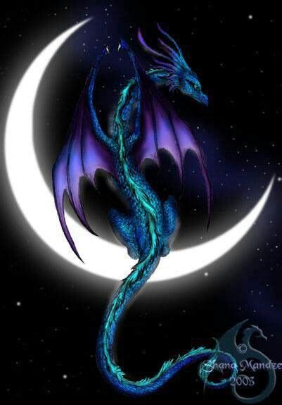 Dragon On Moon Mysticalfantasymythological En 2019 Dragon