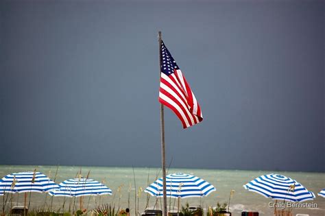 American Flag On Beach By Craig Bernstein Redbubble