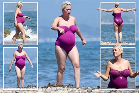 Pregnant Katy Perry Looks Ready To Pop In Plum Swimsuit As She Hits The