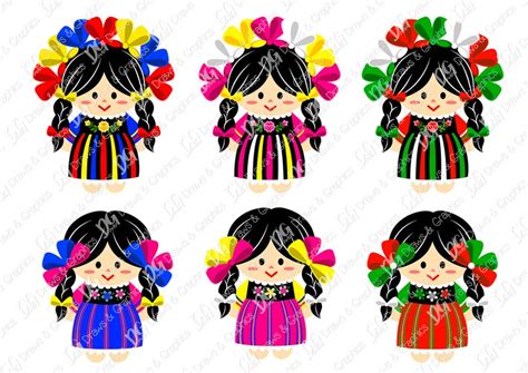 Mexican Doll Clip Art Set Collection Vector Art Digital Etsy