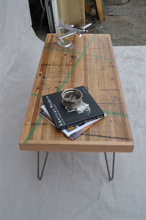 Coffee Table Reclaimed Oak W Green Resin Inlay By Wicked Boxcar
