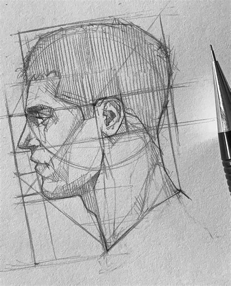 A Pencil Drawing Of A Man S Head