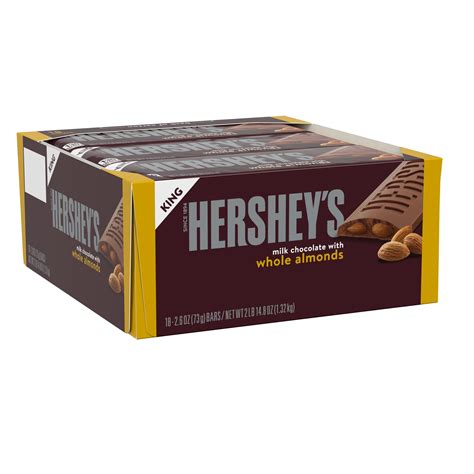 HERSHEY'S Milk Chocolate With Almonds King Size Candy, Bulk, 2.6 oz ...