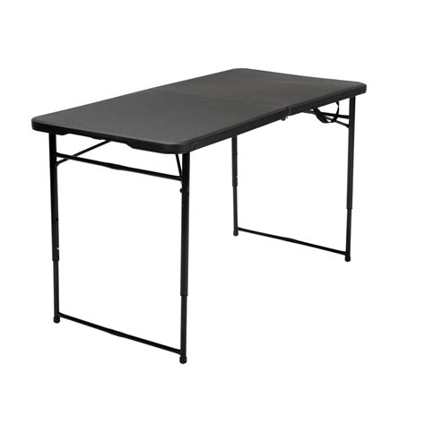 4 Ft Indoor Outdoor Adjustable Height Center Fold Table With Carrying
