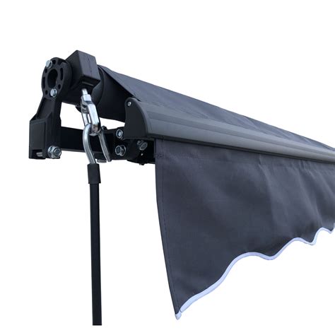 Retractable Patio Awning 12x10 Feet Gray With Black Frame Aleko