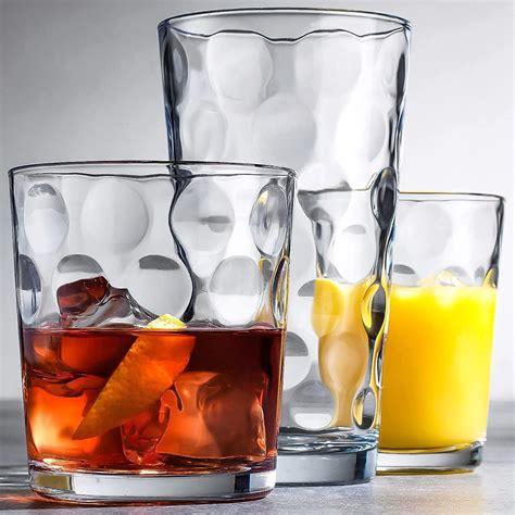 Le Raze Drinking Glasses Set Of 18 Clear Glass Cups 6 Highball Glasses 17oz 6 Rocks Glasses