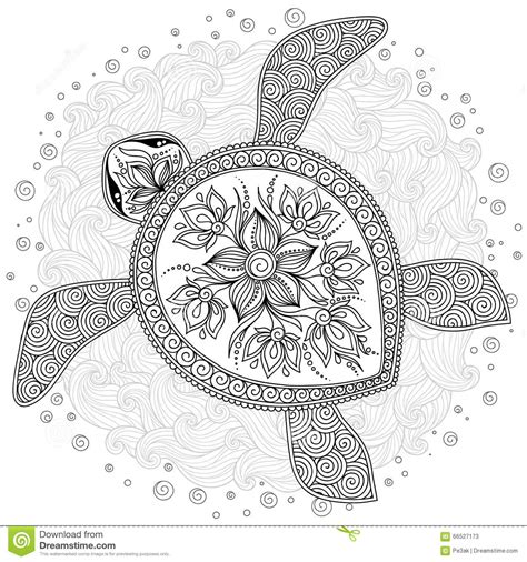 Pattern For Coloring Book. Decorative Graphic Turtle ...