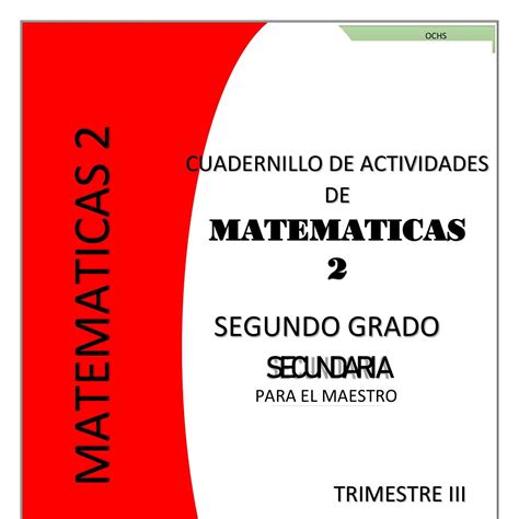 Cuadernillo De Actividades De Matemáticas Segundo Grado De Secundaria