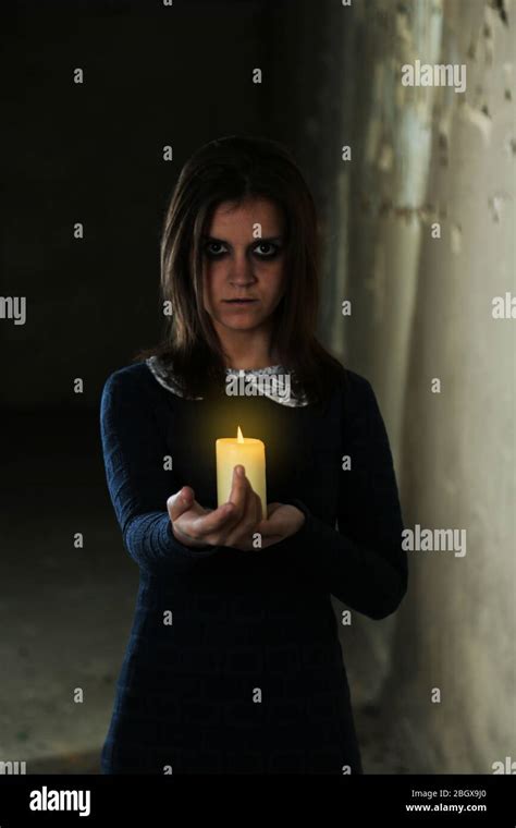 Horror Scene Of With Scary Woman Stock Photo Alamy