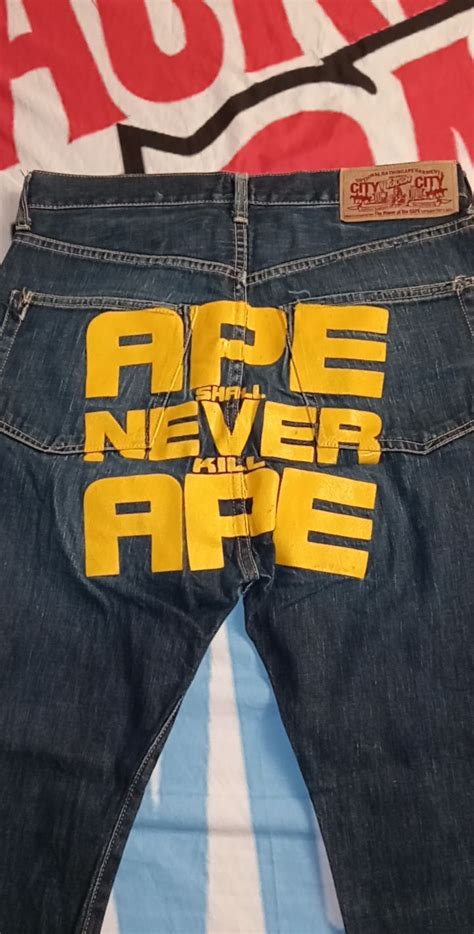 Bape Bape Yellow Ape Shall Never Kill Ape Jeans Grailed