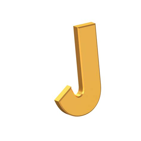 J 3d Letter Isolated With Transparent Background Gold Texture 3d