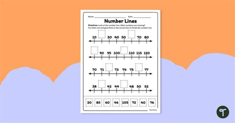 Number Lines Cut And Paste Worksheets Teach Starter