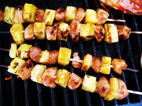Baste severl times with the unused marinade. Bake Beat and Blend: Teriyaki Chicken & Pineapple shish kabobs