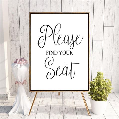 Please Find Your Seat Sign Printable Wedding Sign Find Your Seat