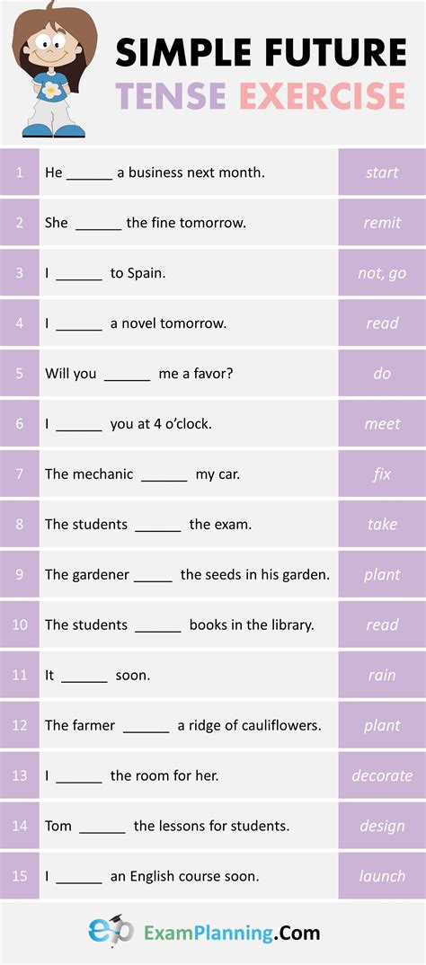 Simple Future Tense Exercises English Grammar Exercises Teaching