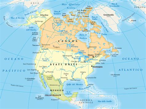 Cartina Nord America Mappa Nord America Nord America Stati