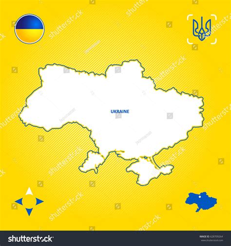 Simple Outline Map Ukraine Stock Vector Royalty Free 628709264