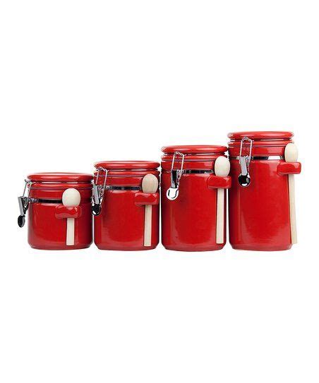 Jubilation canister set of four (bisque white background) made to order canister dimensions are listed here from widest point to widest point. home basics Red Four-Piece Ceramic Canister Set | zulily | Ceramic canister set, Ceramic kitchen ...