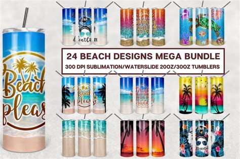 Beach 20 Oz Skinny Tumbler Sublimation Bundle Seamless Tumbler