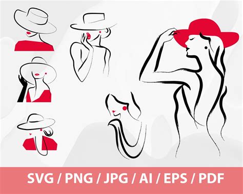Lady Beauty Woman With Hat Svg Woman In Red Woman Lips Svg Womens