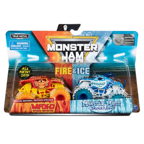 Monster Jam Fire And Ice 2 Pack Max D Vs Monster Mutt Dalmatian