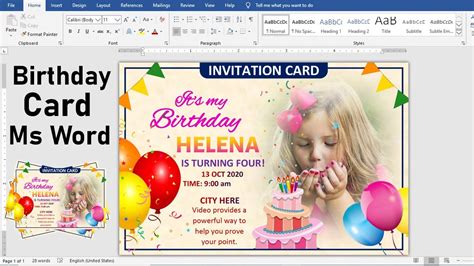 How To Make Birthday Card In Ms Word Youtube