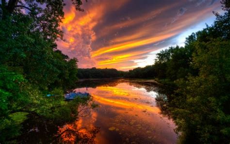 Sunset Landscapes Nature Hdr Photography Reflections Wallpaper