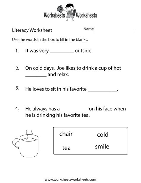 Kindergarten Literacy Worksheet Free Printable Educational Worksheet