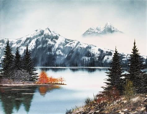 Serene Oil Painting Of Mountain Lake Michelle Levesque Knie