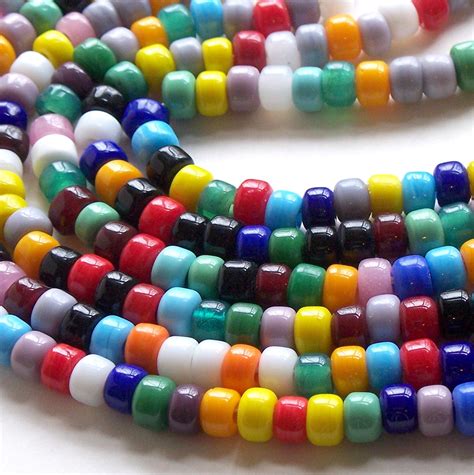 Rainbow Color Mix Crow Beads 9mm Glass Pony Beads 50pc