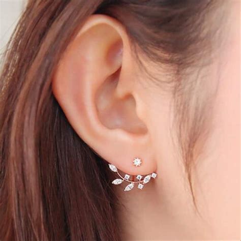 Earring Jewelry Crystal Front Back Double Sided Stud Earring For Women