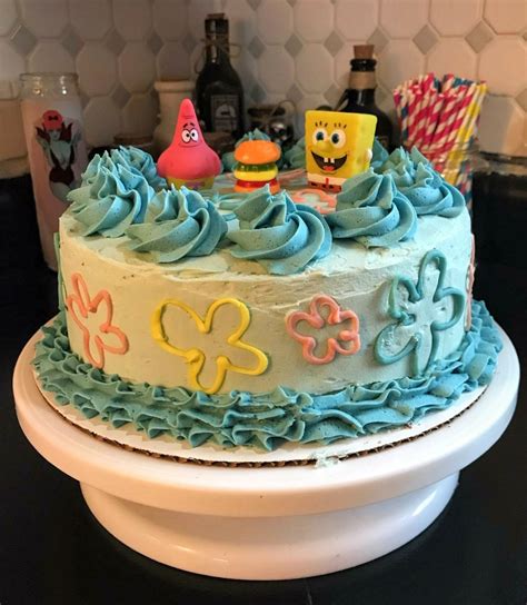 I Made A Spongebob Cake For My Sons Birthday Chocolate With Vanilla