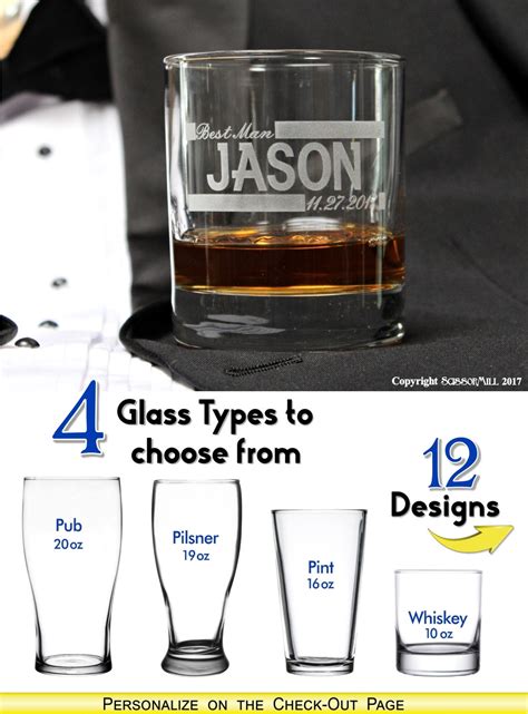 Personalized Whiskey Glasses Groomsmen Rocks Glass Groomsmen