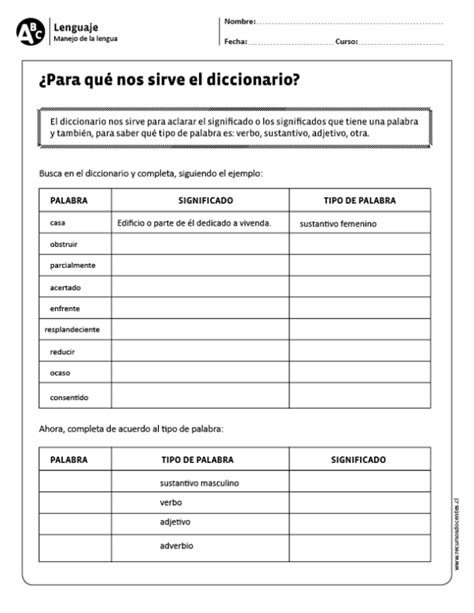 ¿para Qué Nos Sirve El Diccionario Actividades De Vocabulario