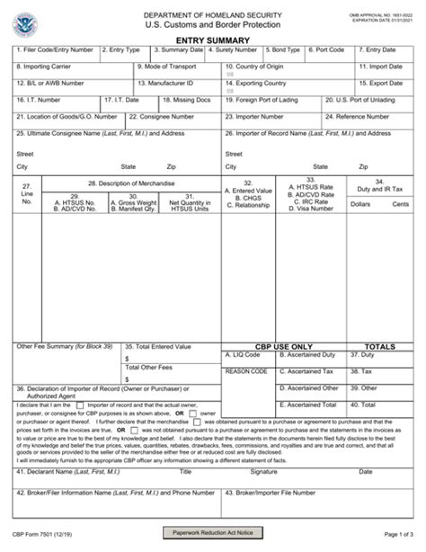 Cbp Form 7501 Fill Out And Sign Printable Pdf Template Signnow