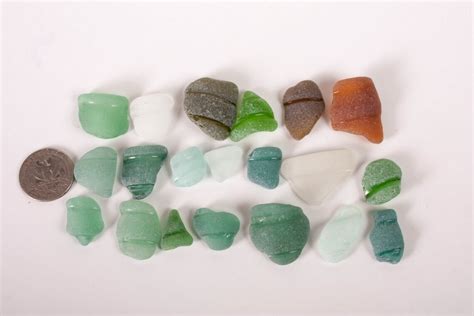 Genuine Sea Glass 10 Pieces Of Natural Light Greenteal Etsy