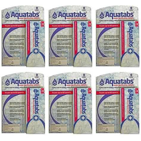 Aquatabs 180 Pack Water Purification Tablets 6 Boxes Of 30