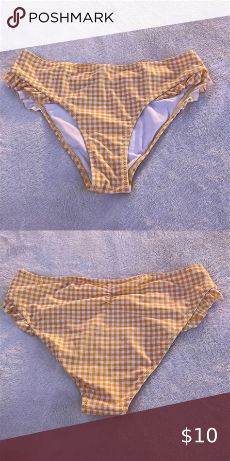 Yellow Checkered Bathing Suit Bottoms In 2022 Checkered Bathing Suit