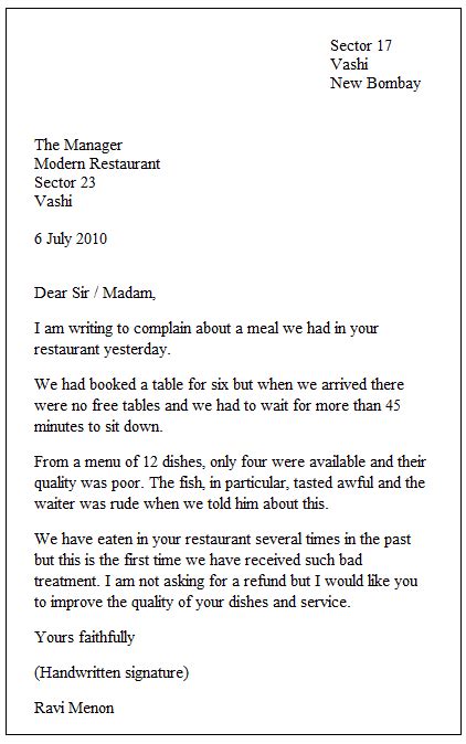 It is essential for a business to develop a plan that will ensure that the client complains are dealt with for an increased market share. formal-letter.gif (422×674) | Letter writing examples ...