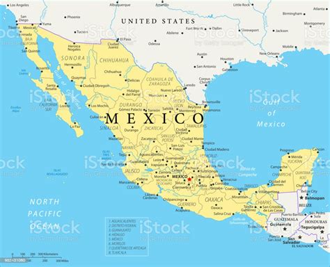México se encuentra en norteamérica y su código de país es mx (su código de 3 letras es mex). Map Of Mexico Vector Stock Illustration - Download Image ...