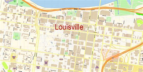 Louisville Kentucky Us Map Vector Exact City Plan High Detailed Street