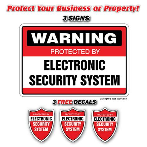Security System Sign ~3 Signs And 3 Free Decal~ Alarm Indooroutdoor Business Garages Home