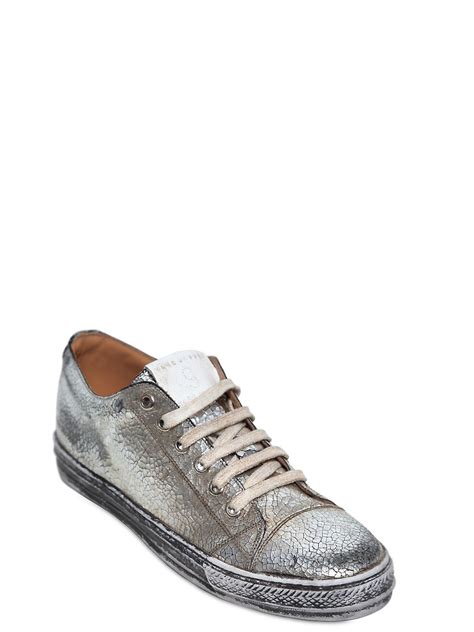 Marc Jacobs Crepe Metallic Leather Sneakers In Silver For Men Lyst