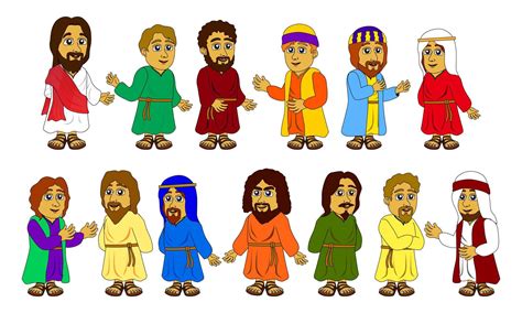 Cartoon Characters Of Jesus And Disciples Great For Childrens Bible
