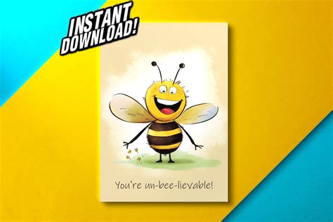 Printable Youre Un Bee Lievable Card Funny Card Etsy