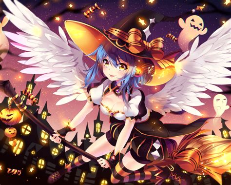 Download 1280x1024 Anime Girl Halloween 2016 Witch