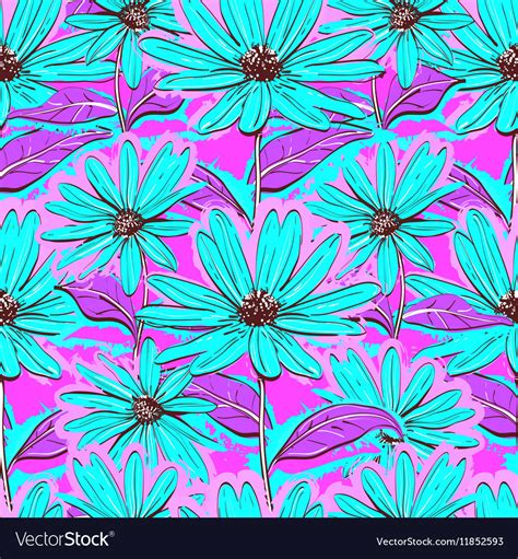 Bright Floral Seamless Pattern Wallpaper Vector Image